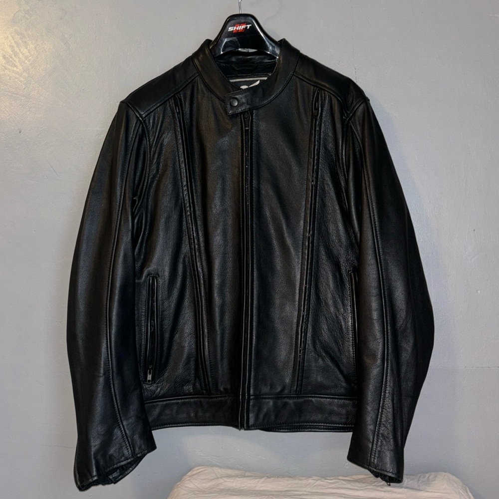 Genuine Leather, motorcycle jacket, black, XL, by Street Legal - Performance
